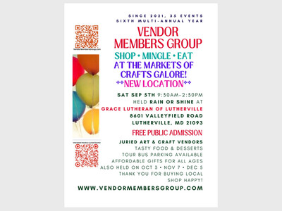 the September 5th Market of CRAFTS GALORE! (NEW LOCATION)